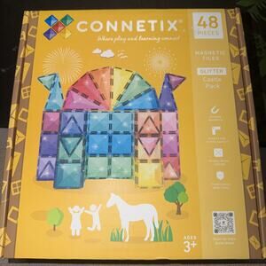 CONNETIX Magnetic Tiles Glitter Castle Pack 48pc Educational STEM Toy